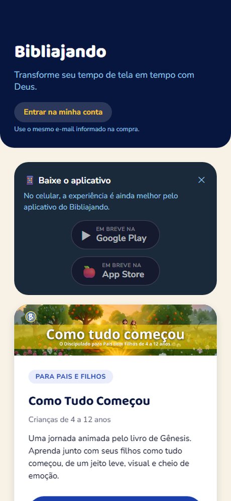 Tela inicial do aplicativo Bibliajando